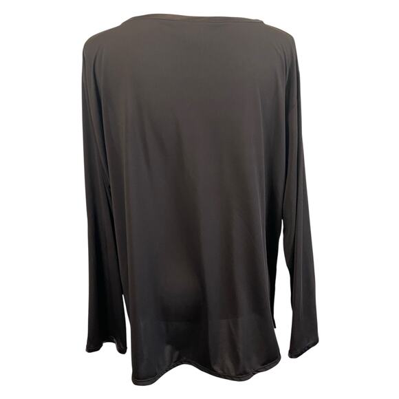 Hosie by Natorie Basic Long Sleeves Satin Brown Top - Picture 3 of 9